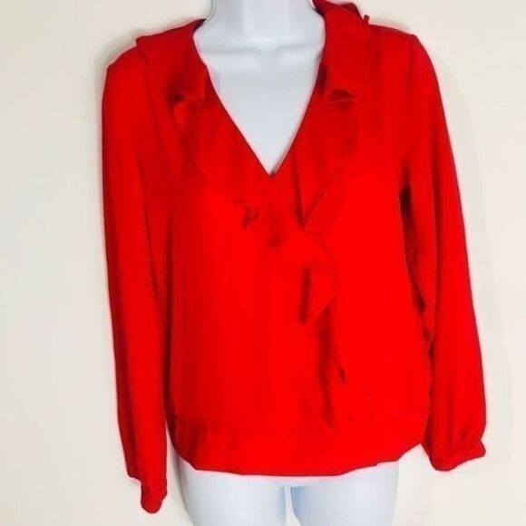 Loft  Long sleeve red blouse size XS - Picture 1 of 4
